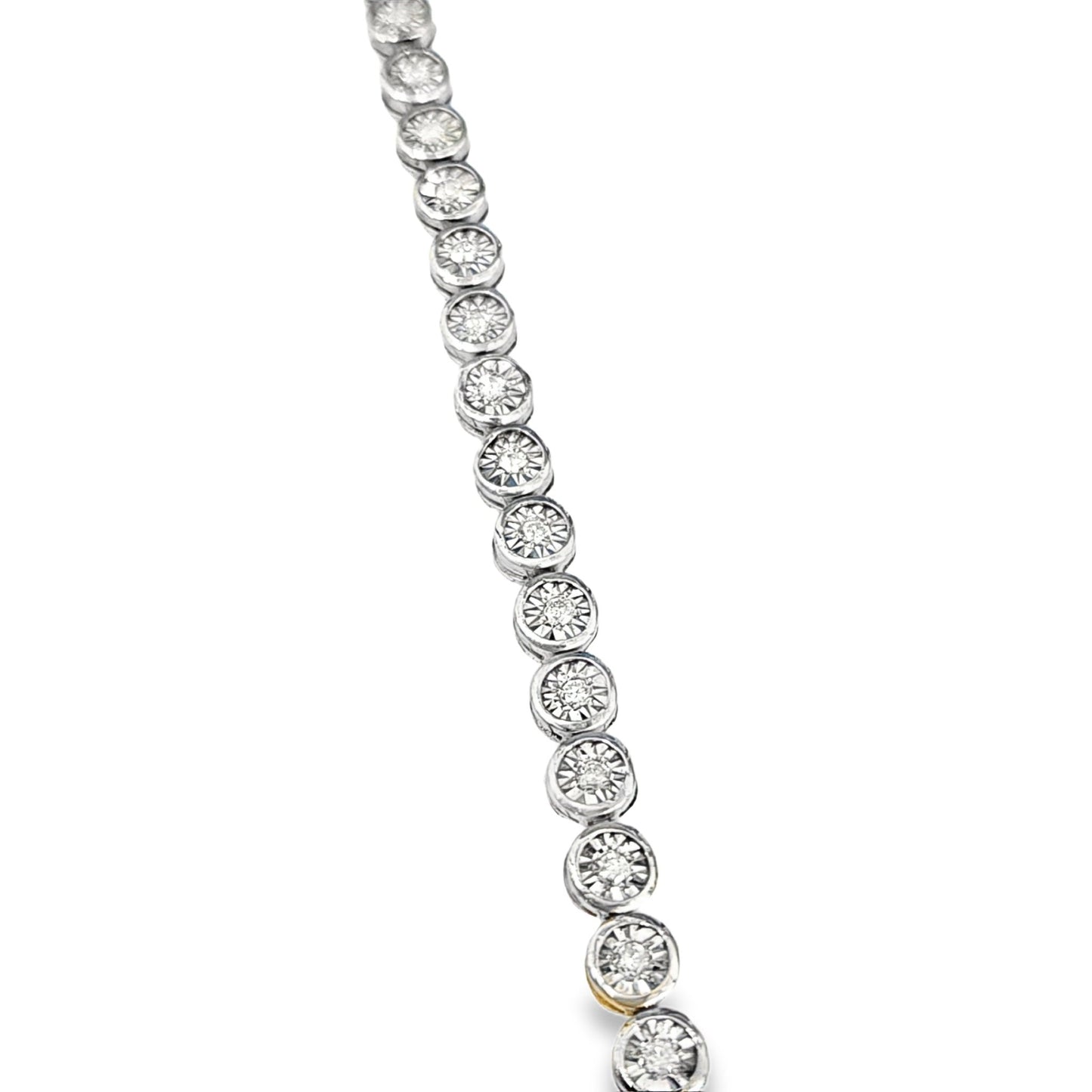 1.00ctw Silver Diamond Round Illusion Setting Bracelet 7.5 inches - Pristine J LLC