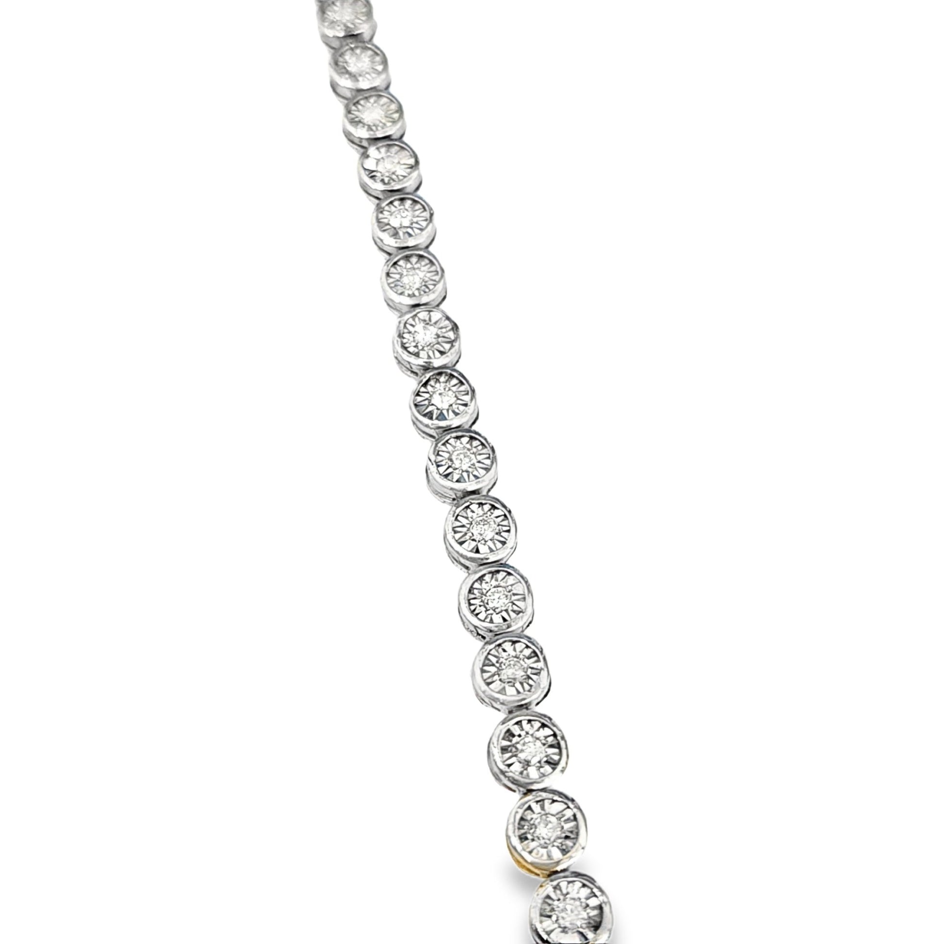 1.00ctw Silver Diamond Round Illusion Setting Bracelet 7.5 inches - Pristine J LLC