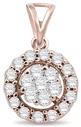 10kt Rose Gold 0.25Ctw Halo Cluster Diamond Necklace Pendant - Pristine J LLC