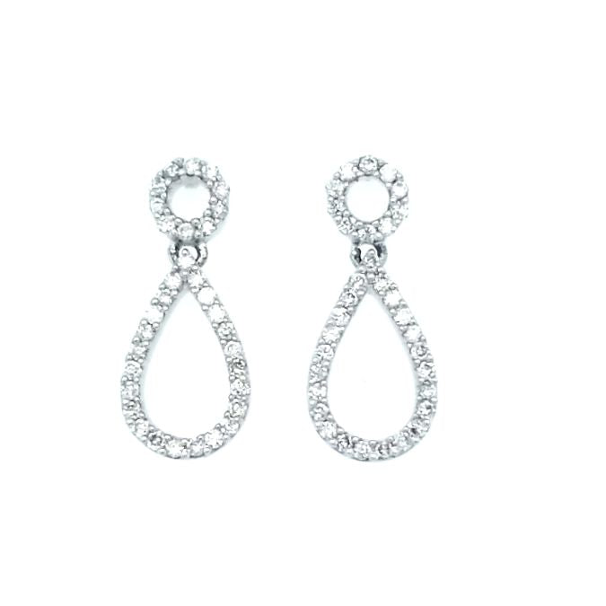 Teardrop Diamond Dangle Earrings in 14K White Gold (0.35ctw)