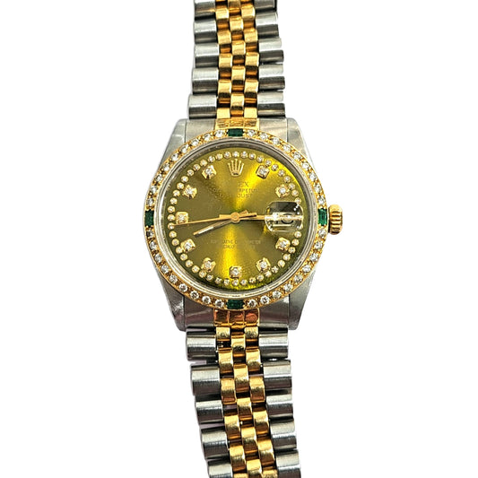 Pre-Owned Rolex Green Dial with Diamonds & Emeralds