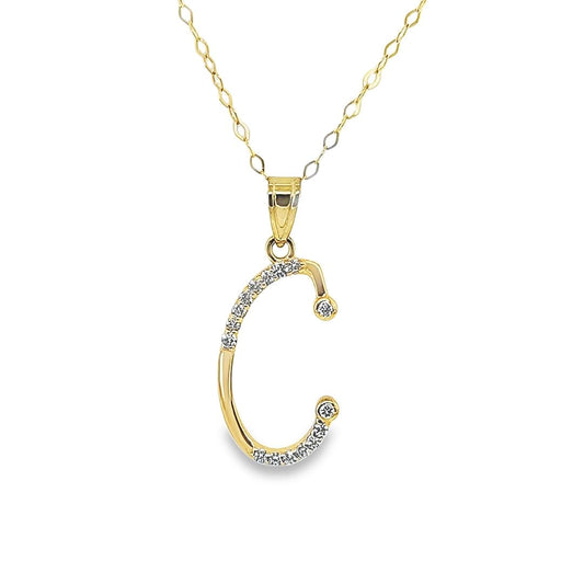 Initial C Diamond Necklace-18 Inches Chain