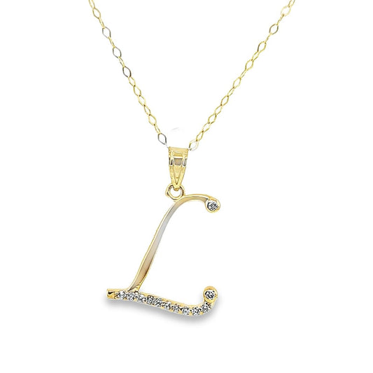 Initial L Diamond Necklace-18 Inches Chain