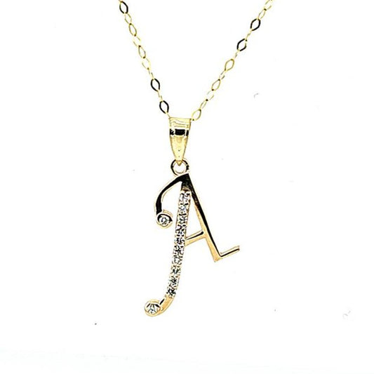 Initial A Diamond Necklace-18 Inches Chain