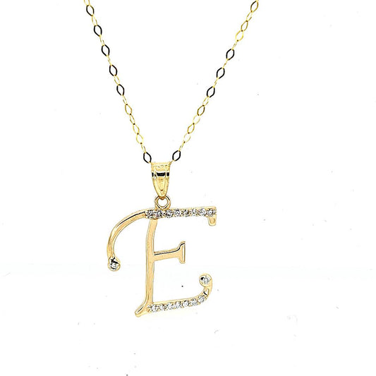 Initial E Diamond Necklace-18 Inches Chain