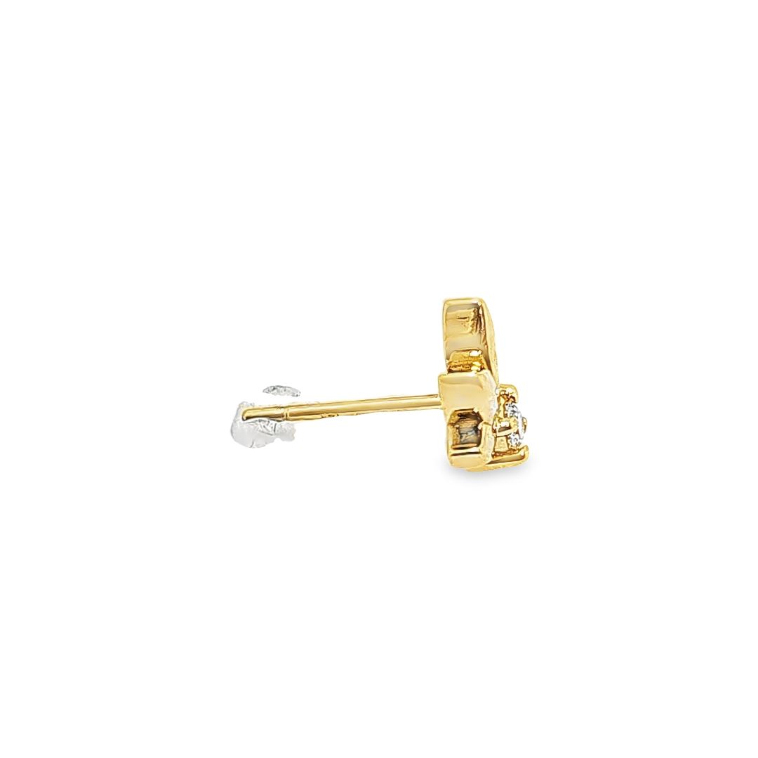 14kt Single Piece Trinity Shape Diamond Stud Earrings in White/Yellow Gold