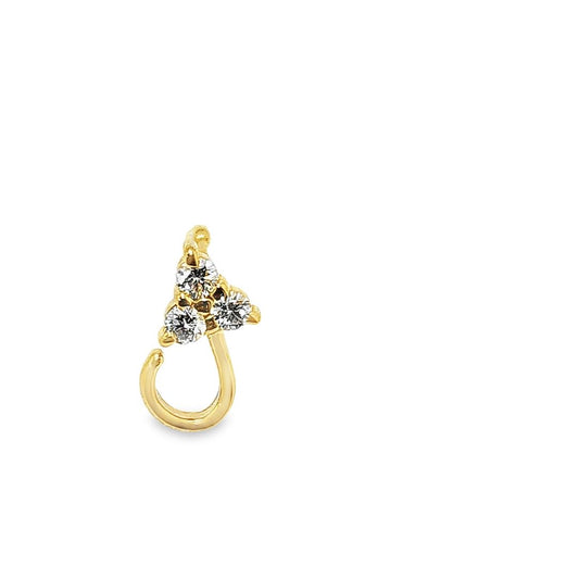 14kt Single Piece Diamond Stud Earrings in White/Yellow Gold