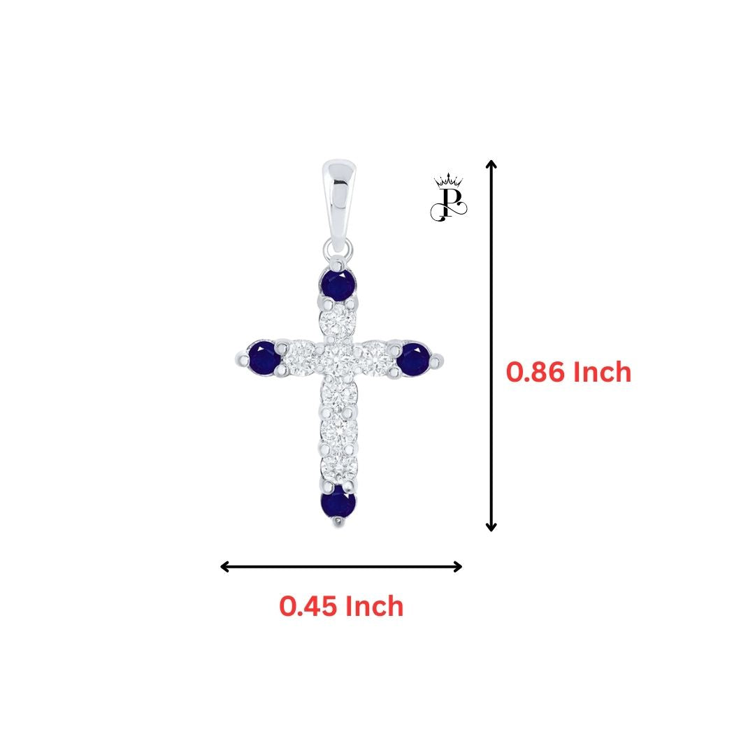 0.25ctw Natural Blue Sapphire and Diamond Cross Pendant