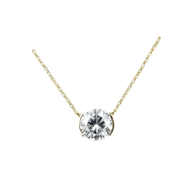 1.00ctw Half Bezel Pendant Necklace with Round Cut Lab-Grown Diamond
