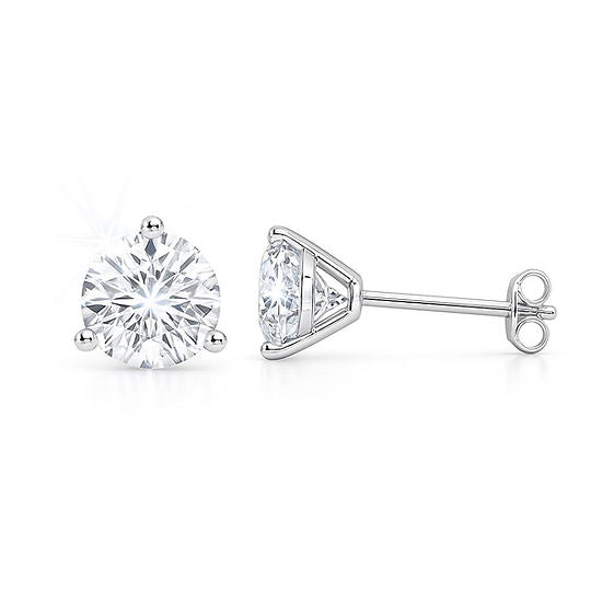0.75ctw Three Prong Diamond Martini Studs Push Backs