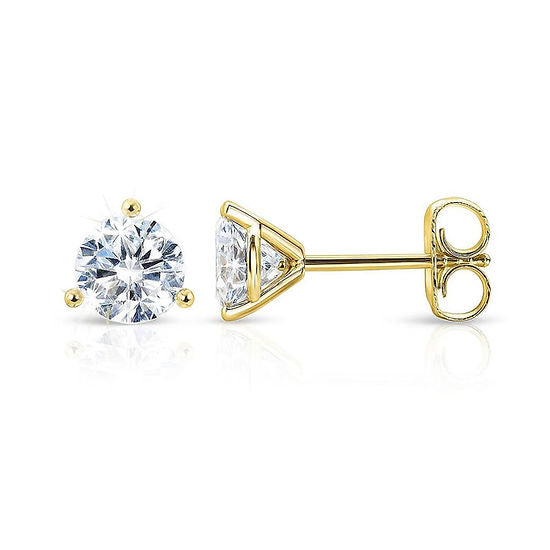 0.75ctw Three Prong Diamond Martini Studs Push Backs
