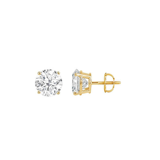 3.00ctw Four Prong Round Diamond Studs-Screw Backs
