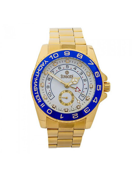 Golden Watch With Blue Dial Automatic Watch