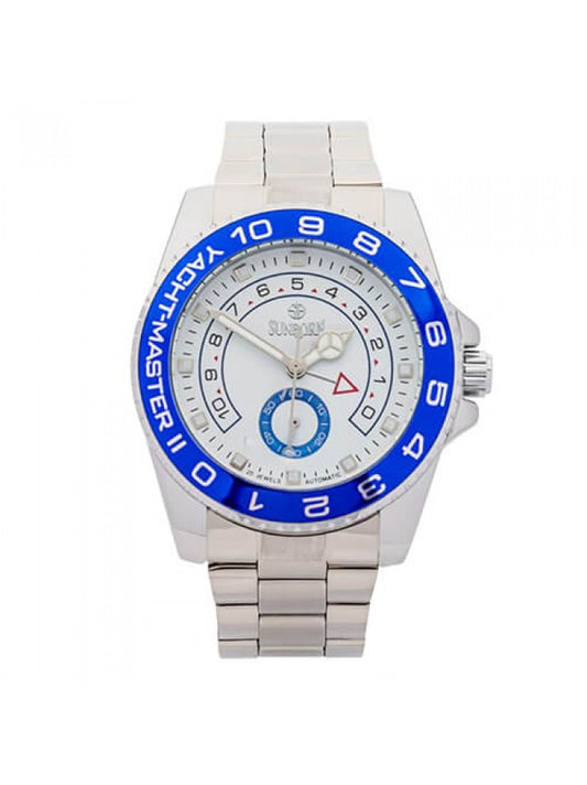 Silver Watch With Blue Dial Automatic Watch