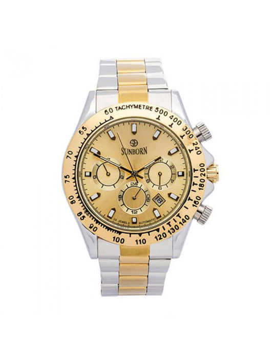 Gold Dial Automatic Men's Watch Mineral Glass