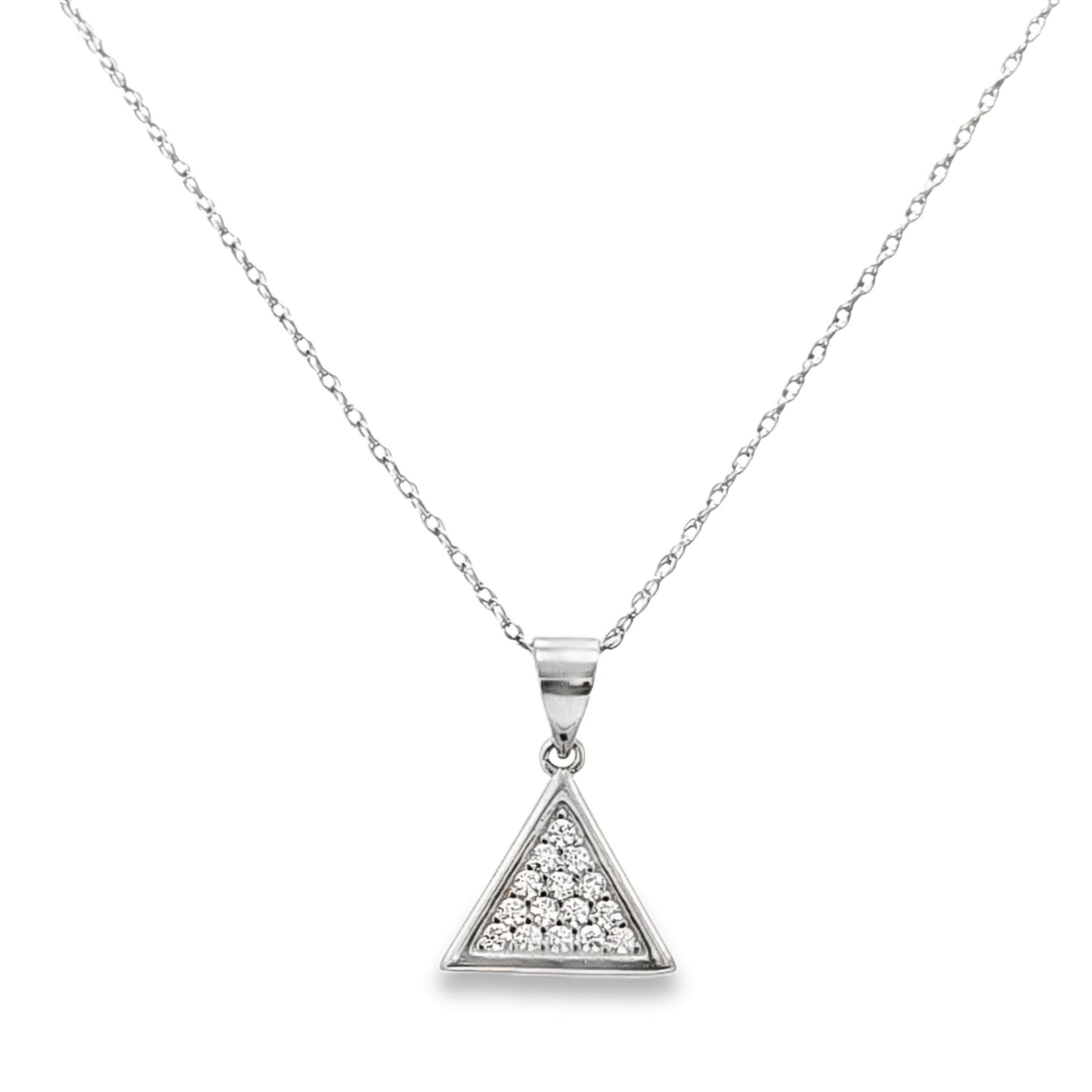 925 Silver Triangle Geometric Design Round CZ Pendant and Earring Set - Pristine J LLC