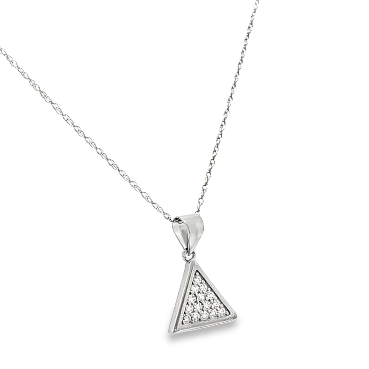 925 Silver Triangle Geometric Design Round CZ Pendant and Earring Set - Pristine J LLC