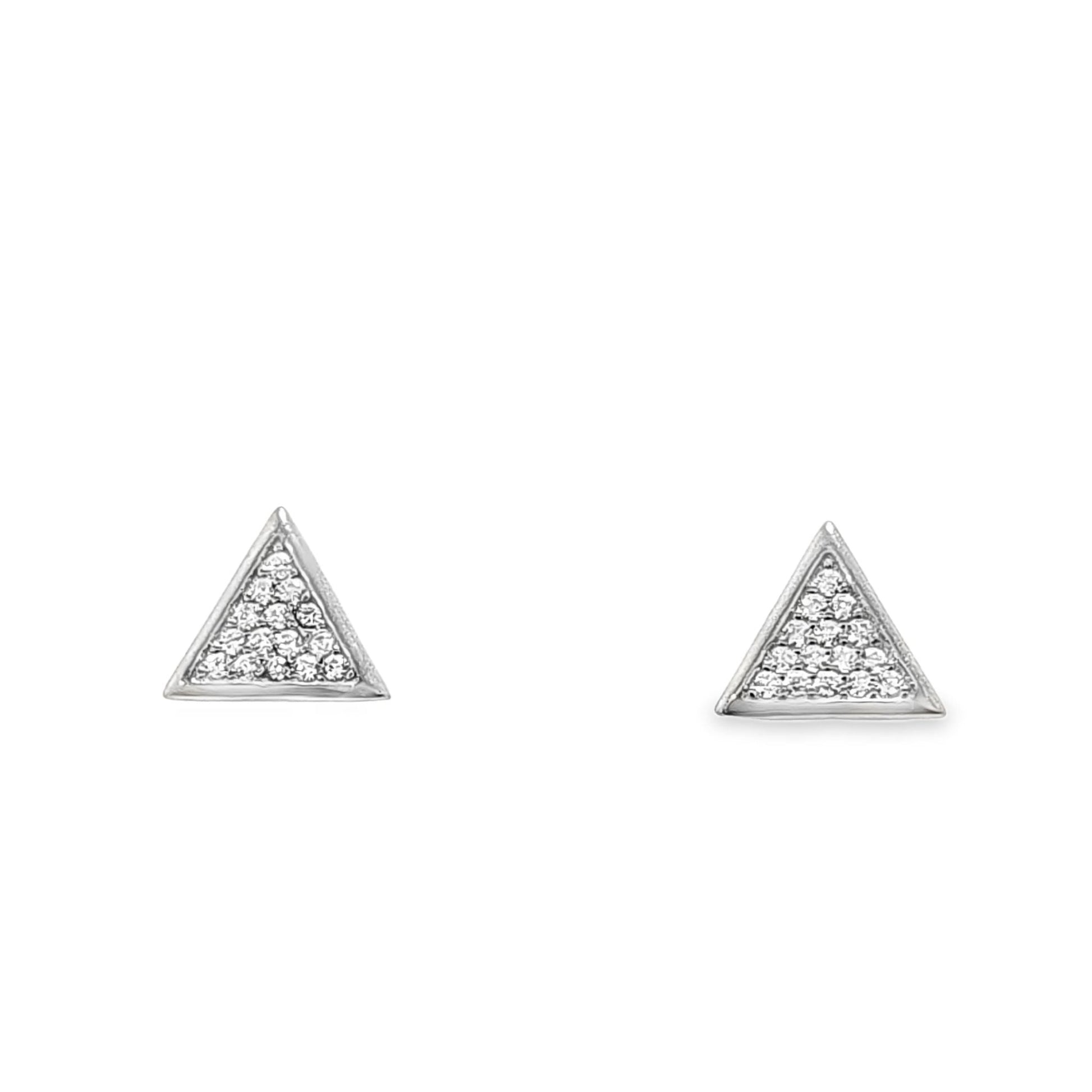 925 Silver Triangle Geometric Design Round CZ Pendant and Earring Set - Pristine J LLC