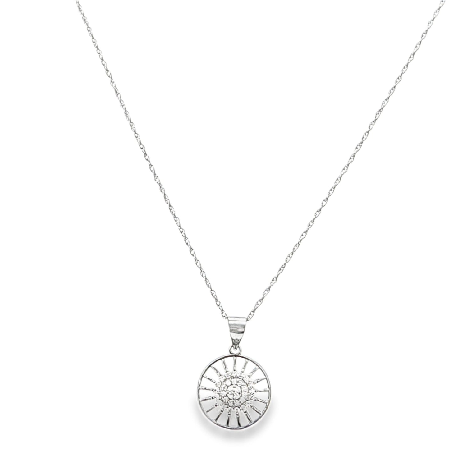 925 Silver Wheel Design Shape Round CZ Pendant and Earring Set - Pristine J LLC