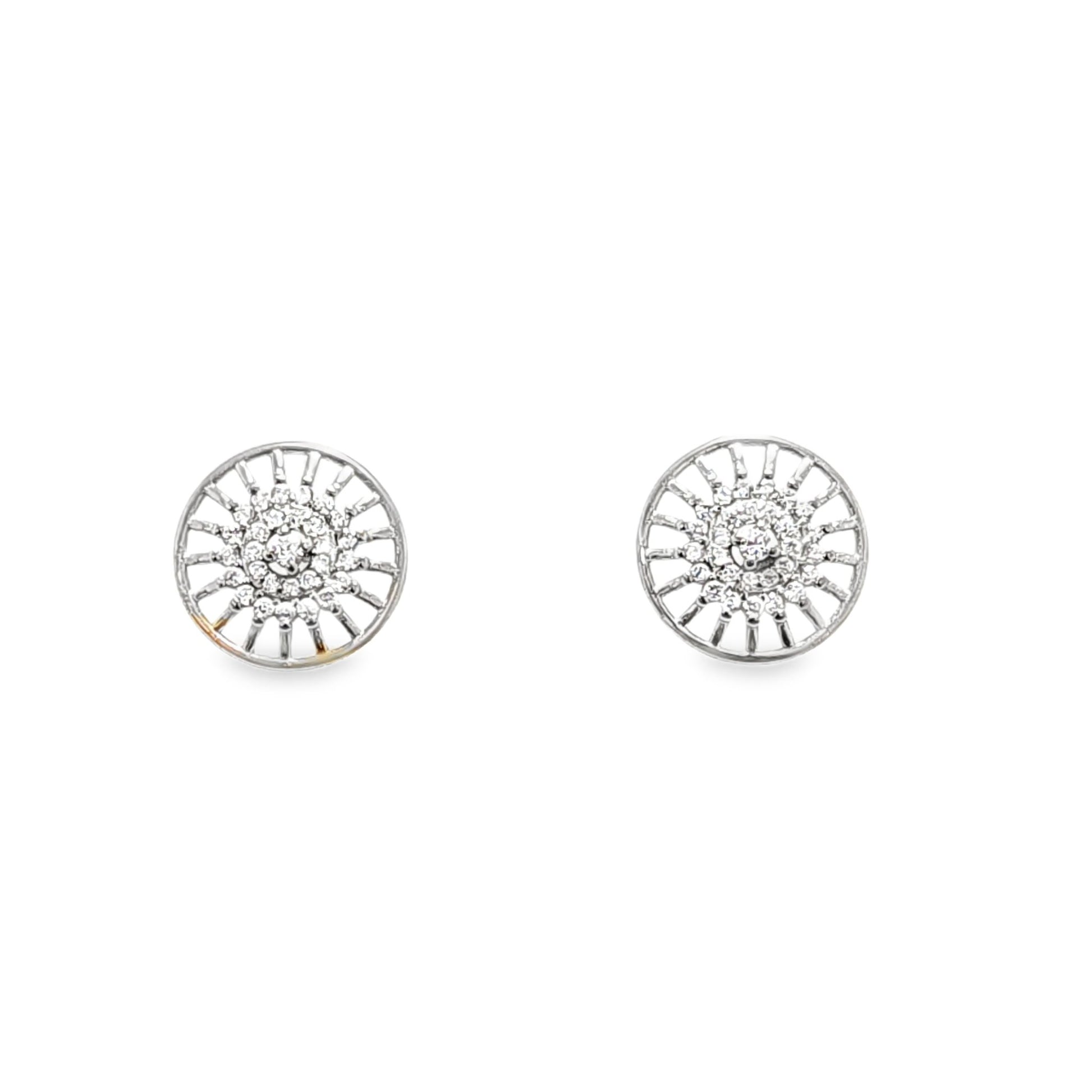 925 Silver Wheel Design Shape Round CZ Pendant and Earring Set - Pristine J LLC