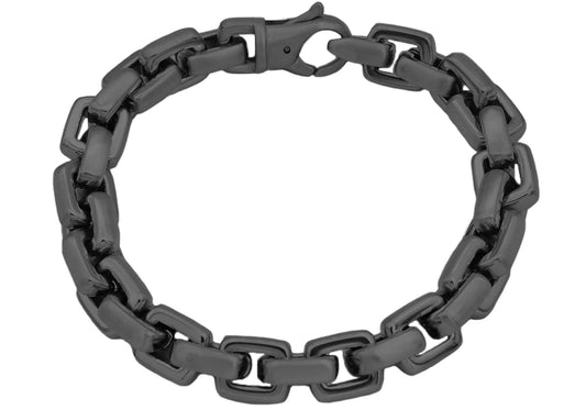 Men's Black Stainless Steel Square Link Chain Bracelet