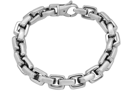 Mens Stainless Steel Square Link Chain Bracelet