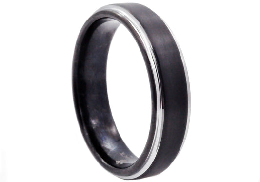 Men Black Plated Tungsten Band Ring