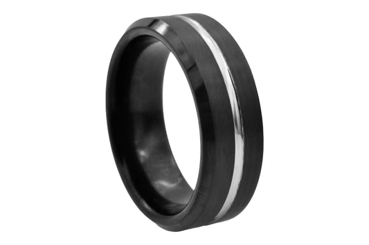 Mens Black Plated Tungsten Band Ring