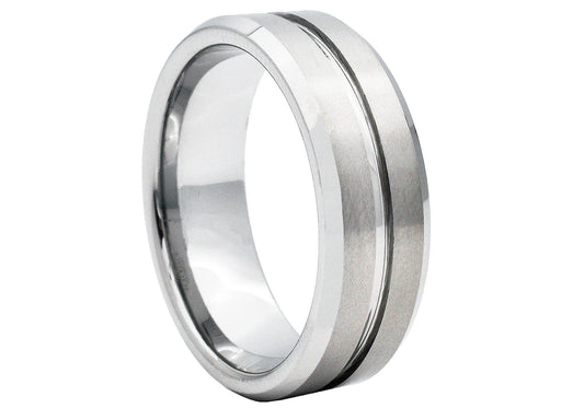 Men Polished and Satin Finish Tungsten Band Ring