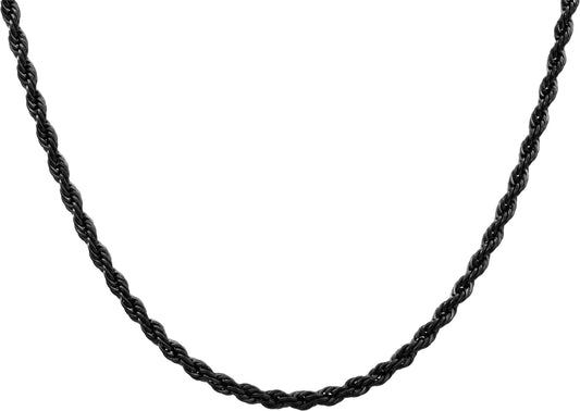 Mens 5MM Black Stainless Steel Rope Chain Necklace