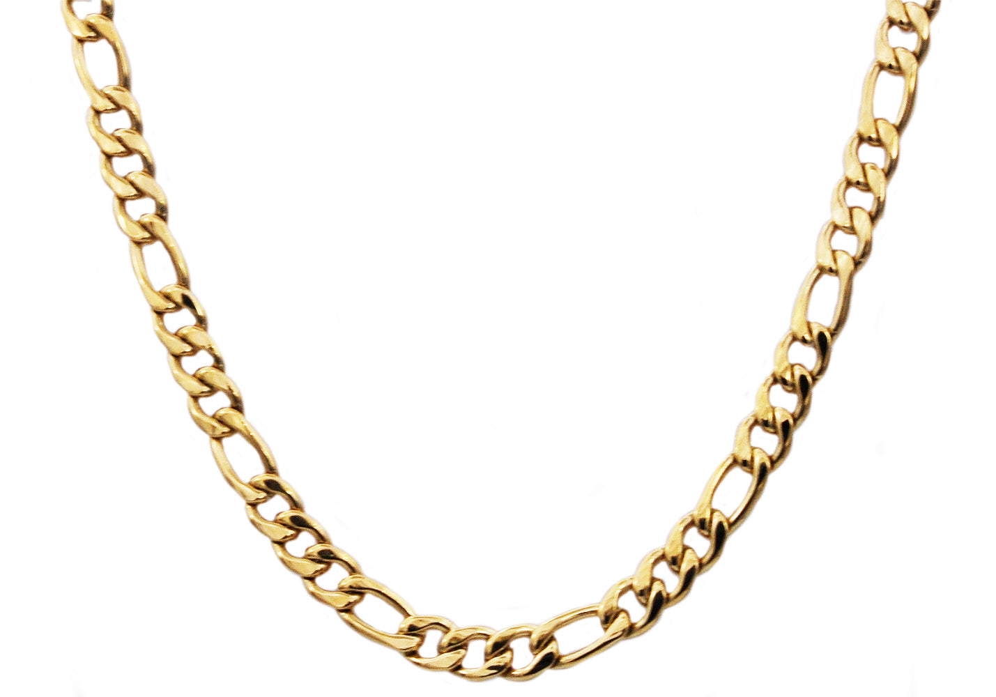 Yellow Gold Over Stainless Stell Figaro Link Chain 24 Inch