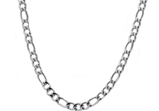 Mens Stainless Steel Figaro Link Chain Necklace 24 inch