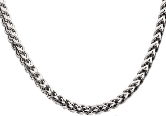 Mens Stainless Steel Rounded Franco Link Chain Necklace