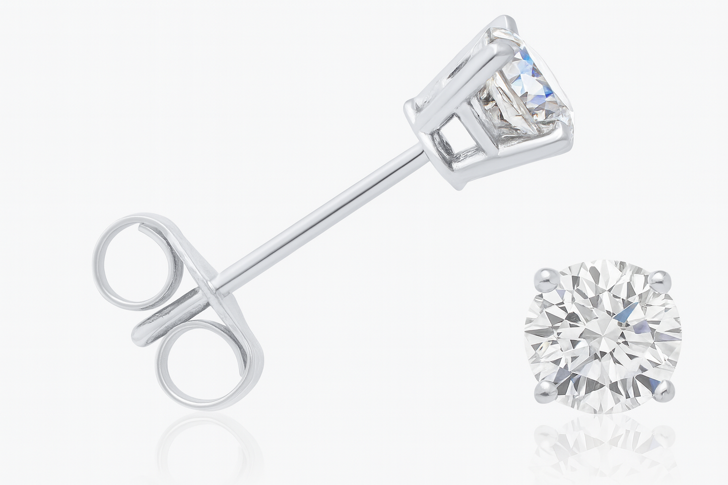 14K White Gold Diamond Stud Earrings – Earth Mined – 0.25 CTW