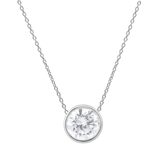 1 ct Round Diamond- Bezel Necklace Pendant