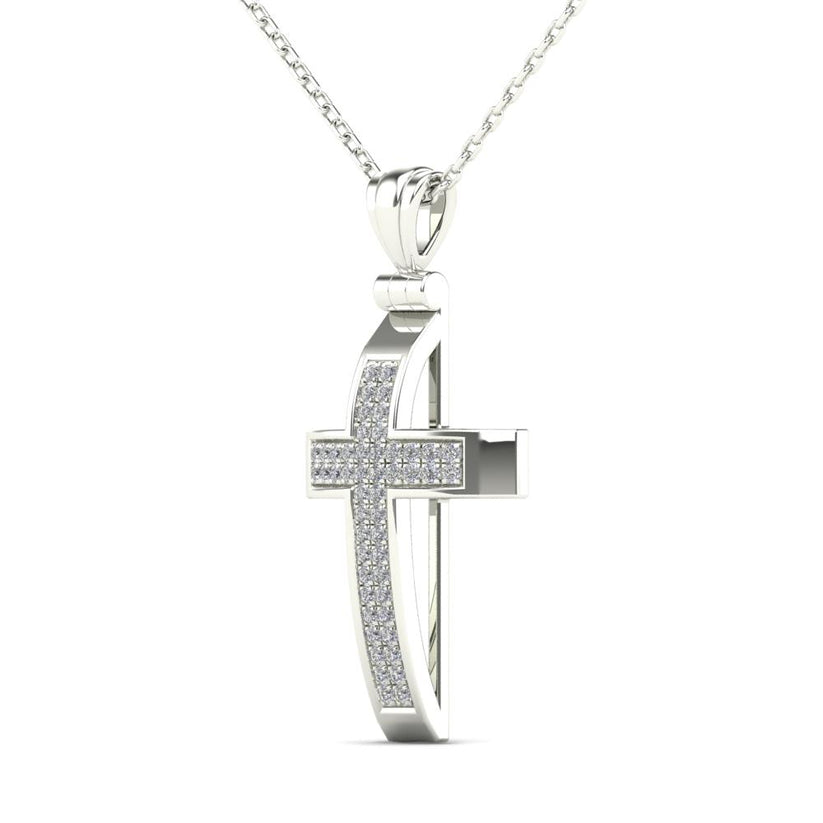14K Yellow Gold 0.15ctw Diamond Cross Necklace