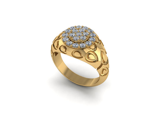 Gold Dome Shaped Diamond Studded Ring