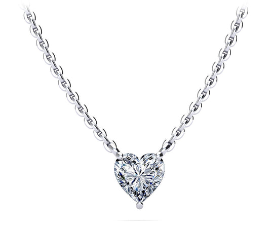 1.00ctw Heart Shape Diamond Solitaire Lab Grown Necklace Pendant