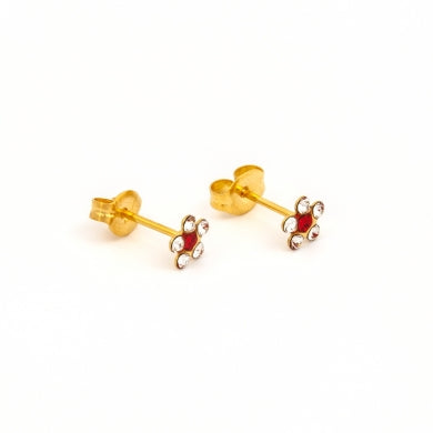 Gold Plated Daisy with April Crystal and July Ruby