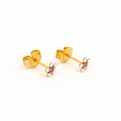 Gold Plated Daisy with AB Crystal and October Rose