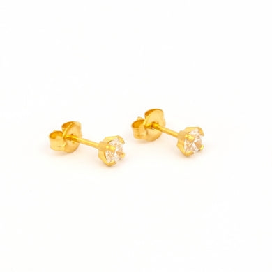 Gold Plated Prong setting with 4MM Cubic Zirconia