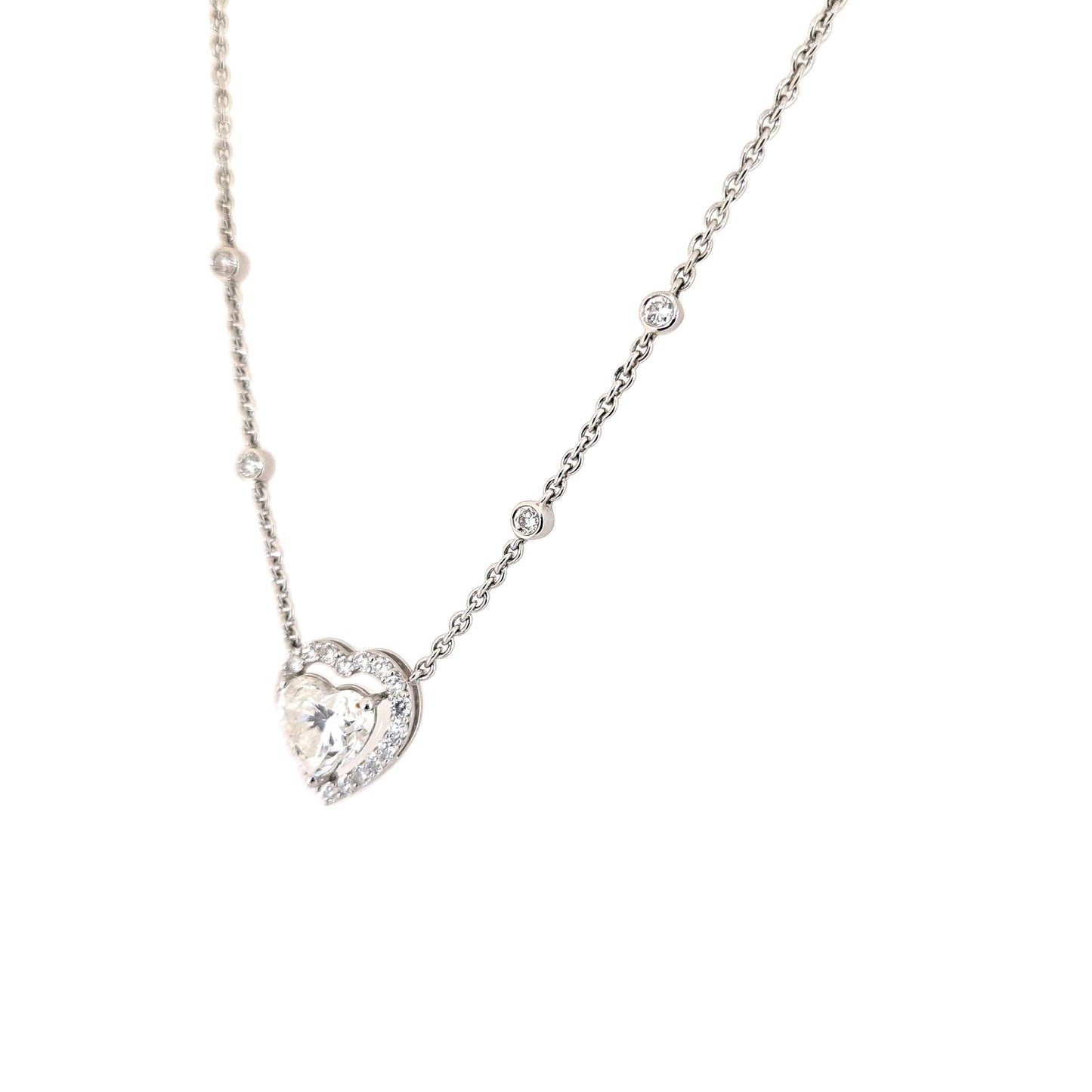IGI Certified 3.45ctw Heart Shape Diamond Halo Necklace Pendant