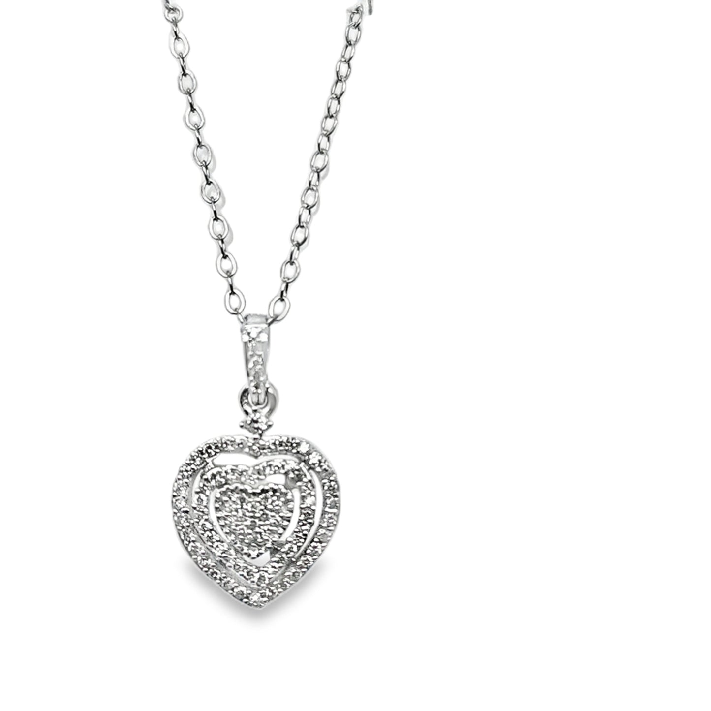 0.25ctw Three Layer Heart Necklace Pendant