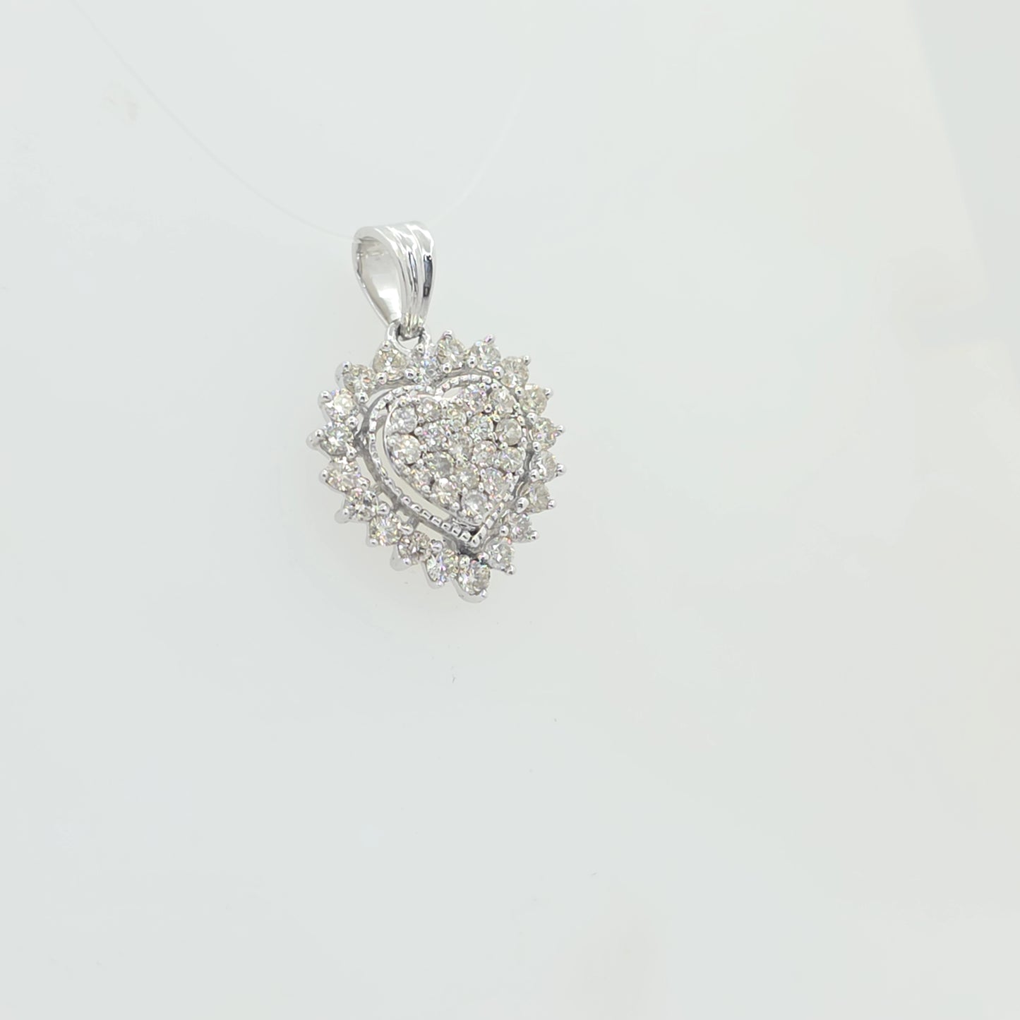 IGI Certified 1.00ctw Natural Diamond Heart Cluster Pendant in 10KT Gold (J-K, I1-I2)