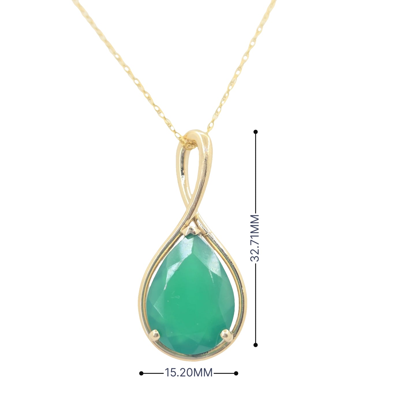 14KT Yellow Gold Pear Shape Green Onyx Pendant