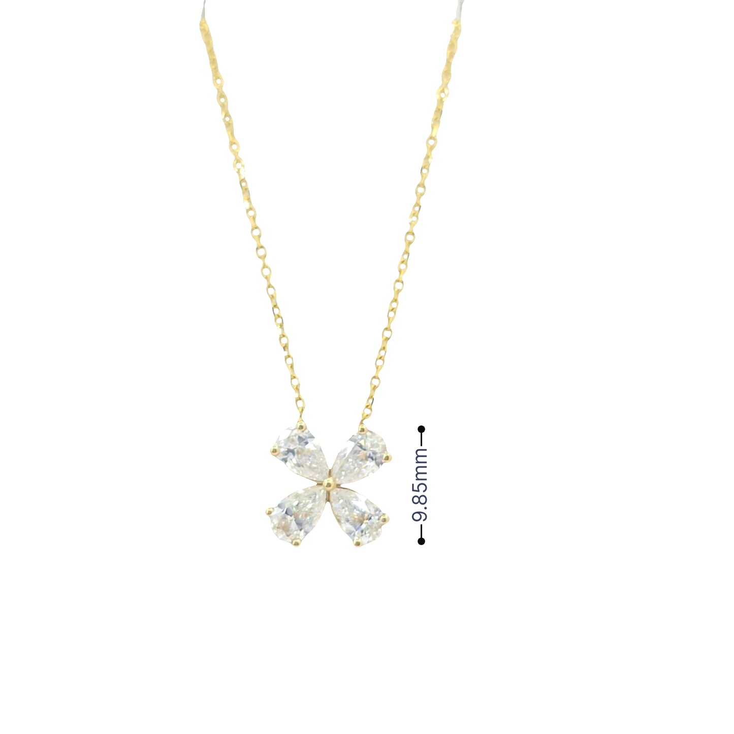 0.92ctw Clover Shape 4 Pear Shape Lab Grown Diamond Necklace