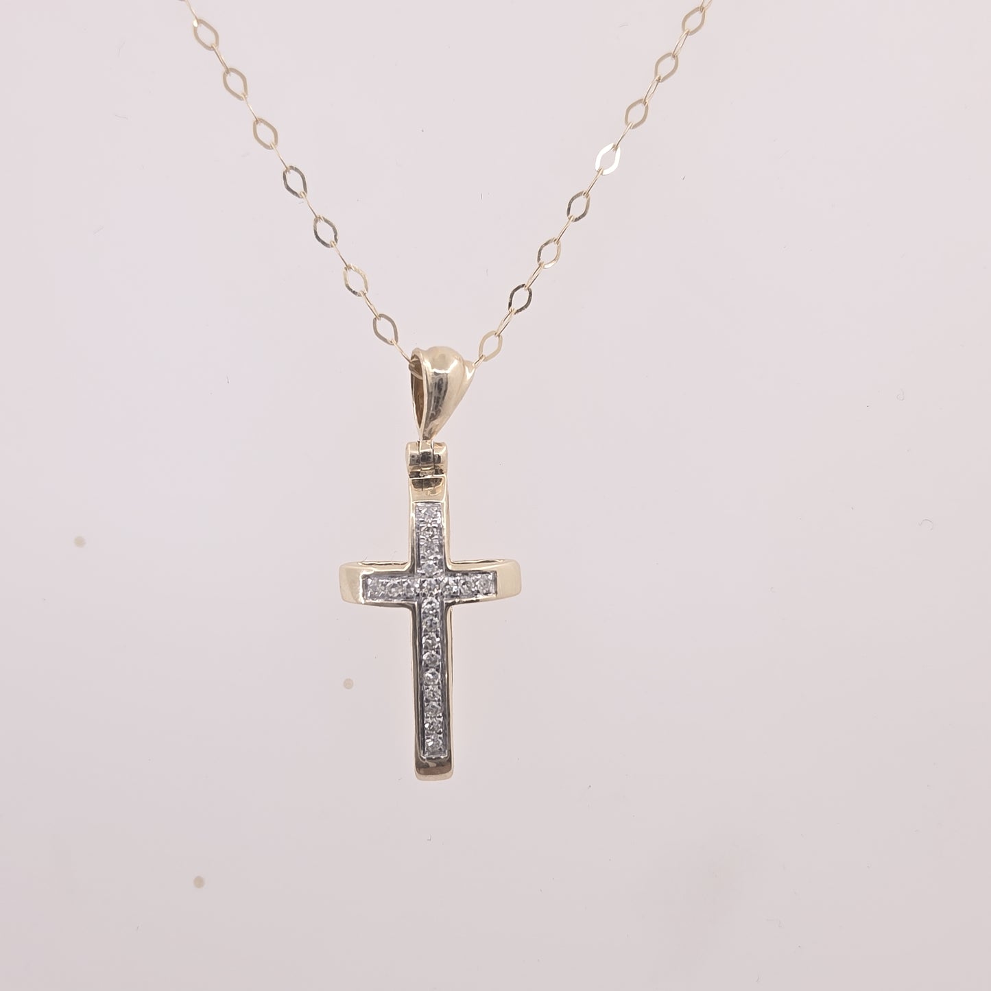 14K Yellow Gold 0.06ctw Diamond Cross Necklace