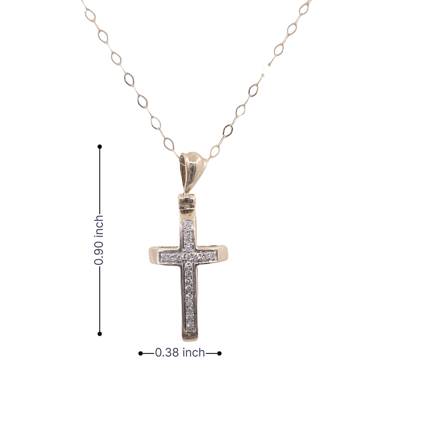 14K Yellow Gold 0.06ctw Diamond Cross Necklace