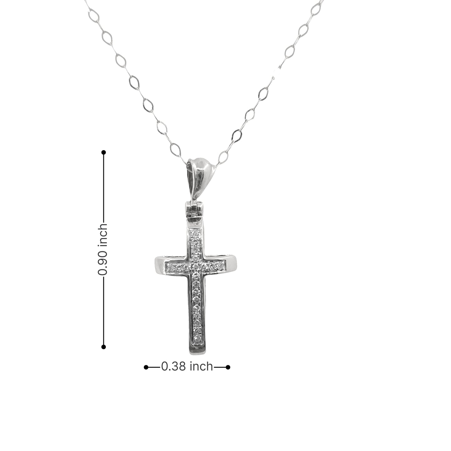 14K White Gold 0.06ctw Diamond Cross Necklace