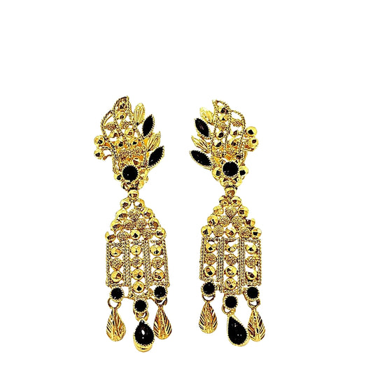 22kt Gold Black Enamel Designer Jhumka Earrings